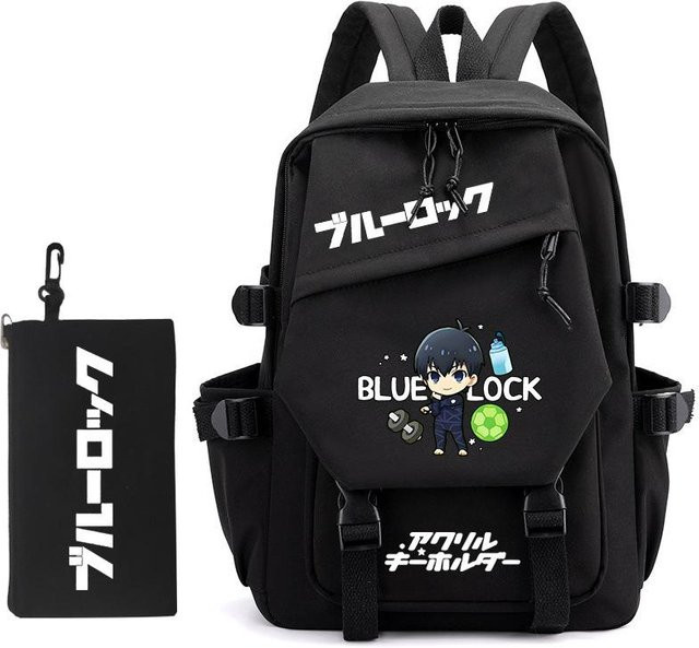3-teiliges Schulrucksack-Set in Schwarz aus Oxford-Stoff mit Schultasche, Schultergurt und Federmäppchen - Bild 1