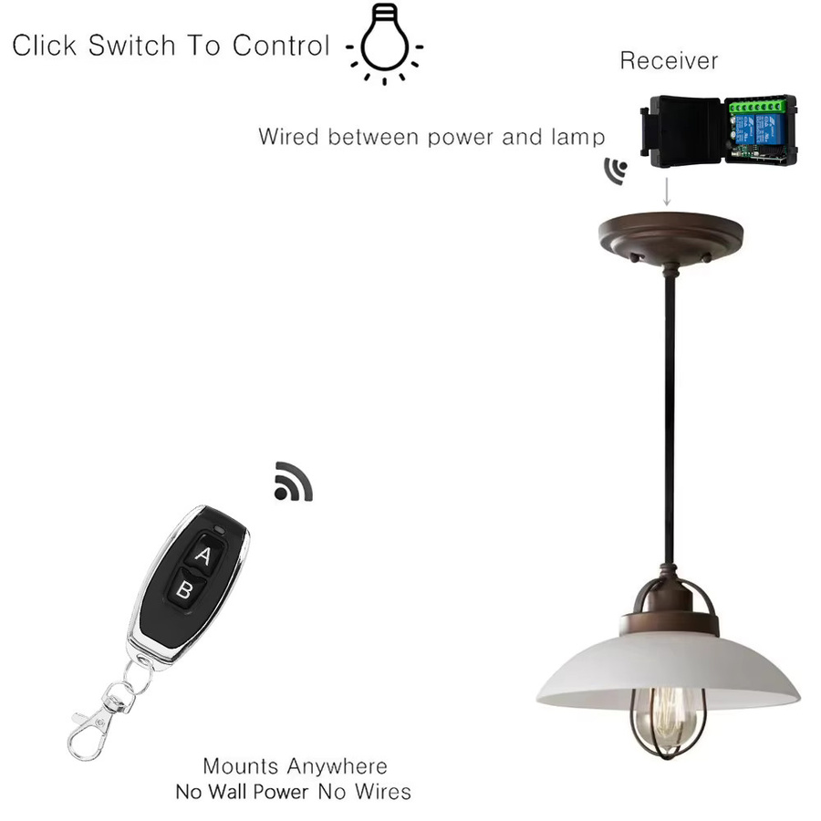 Scimagic-RC 2-Gang Drahtloser Fernbedienung Schalter 433MHz Relais Empfänger für Lampe, Pumpe und Motor (DC 6V-30V / AC 85V-256V) - Bild 3