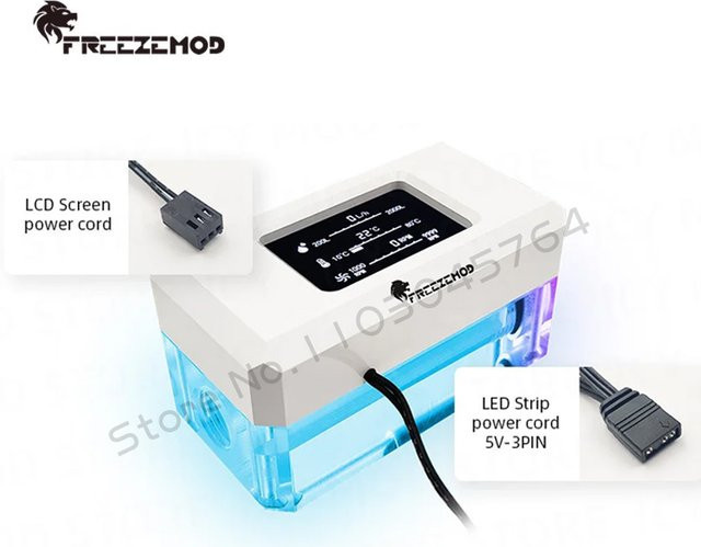 Freezemod Elektrischer Durchflussmesser Multifunktions-AIO-Thermometer mit 5 V ARGB in Schwarz zur Überwachung von Durchfluss, Geschwindigkeit und Temperatur für deine Wasserkühlung - Bild 1