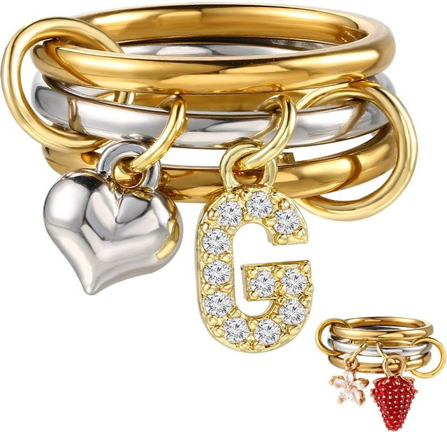 ZHOUYANG Ring Stapel Sets, Edelstahl, Gold, Zirkonia, Damen - Bild 1