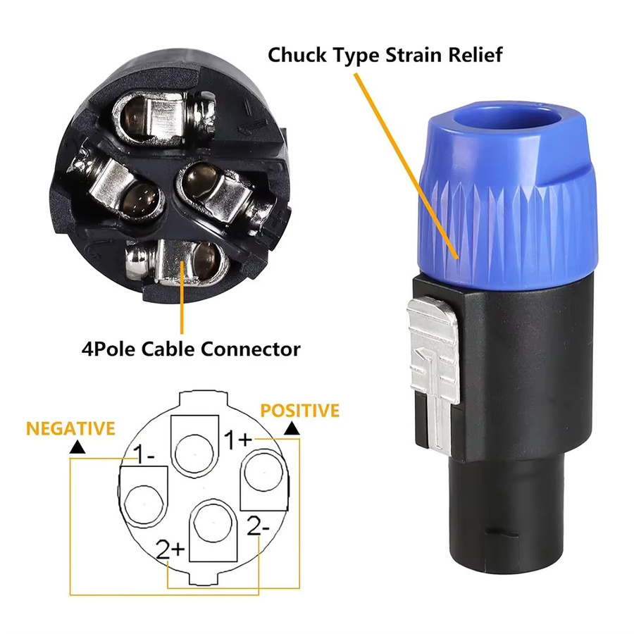 ALLOYSEED NL4FC 4-Pin Luftfahrtstecker Audiokabel-Adapter 4-Pol-Stecker für Lautsprecher - Bild 3