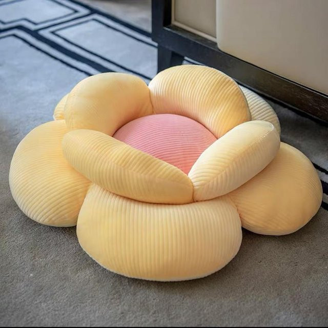 Linyi Toy Sonnenblume Plüschkissen in Gelb und Multicolour, rundes Blumenkissen aus Polyester für Sofa, Boden oder als Haustierbett - Bild 1