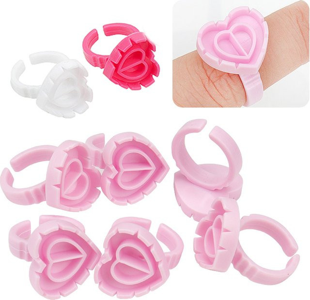 myaokue-up Wimpernkleber-Ringhalter, 100 Stück, Light Pink, Matt, Unisex - Bild 1