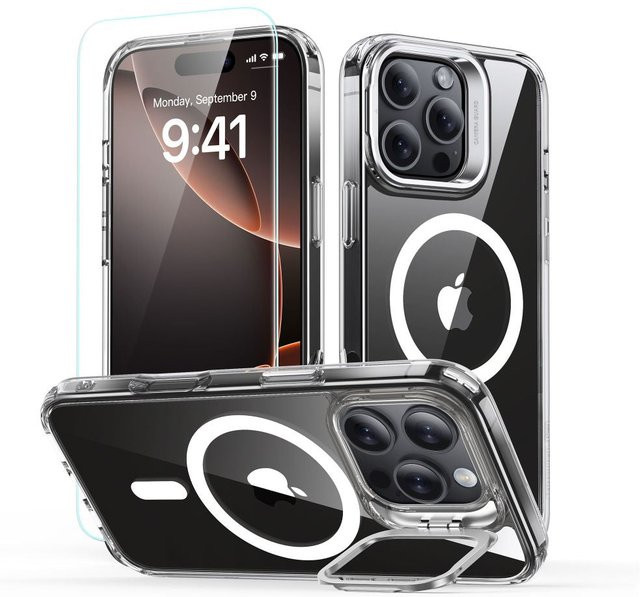 ESR MagSafe Hülle für Apple iPhone 16 Pro mit Classic Hybrid Kickstand und Displayschutz, Transparent - Bild 1