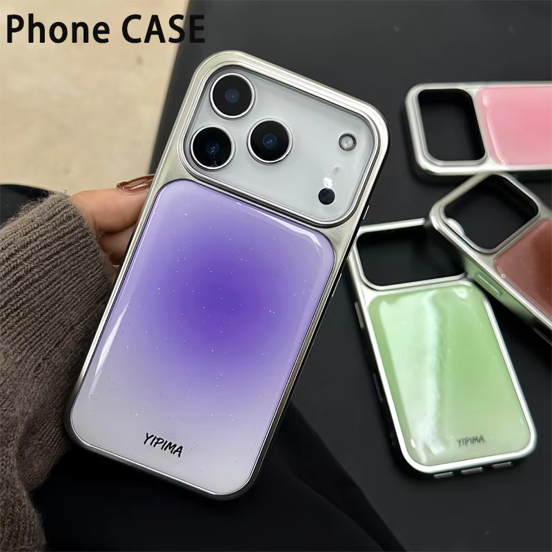 DecoPhone Handyhülle im koreanischen minimalistischen INS-Stil mit Farbverlauf und Epoxidkante in Silber für iPhone XR bis iPhone 17 Pro Max - Bild 3