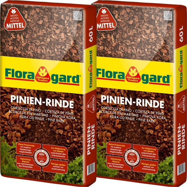 Floragard Pinienrinde Mittel, Körnung 15-25 mm, Braun, 2 x 60 l - Bild 1