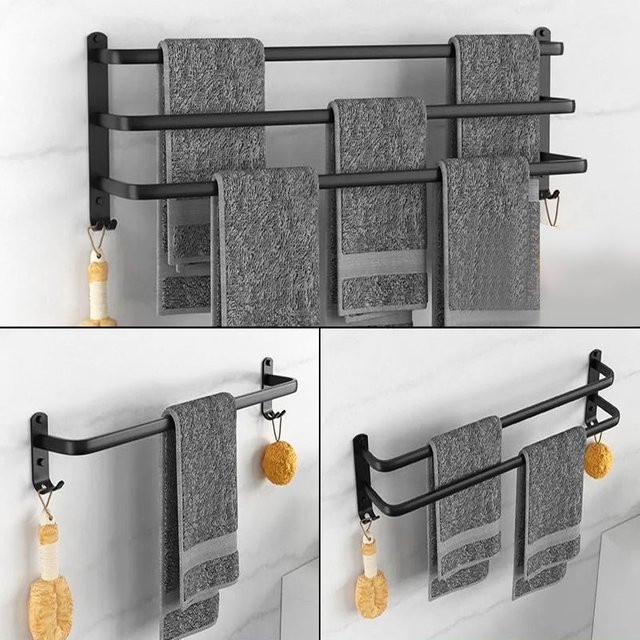 YUNJIEYA Handtuchhalter zur Wandmontage aus Metall in Schwarz oder Weiß - Bild 1