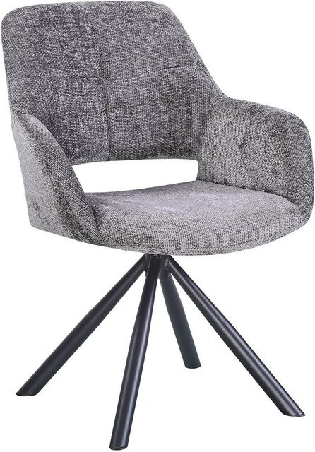Mömax Armlehnstuhl Bello moderner Drehstuhl aus Samt und Metall in Grau/Schwarz, B/T/H: 66 x 66 x 85 cm - Bild 1