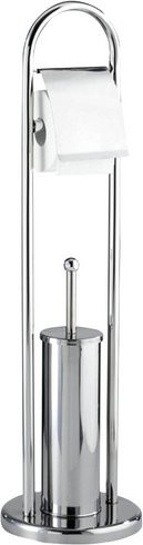 Wenko Exclusiv Stand WC-Garnitur Vasto aus Edelstahl in Silberfarben, B/T/H: 22 x 22 x 81 cm - Bild 1