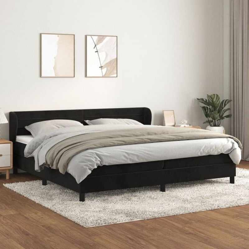 Vidaxl Boxspringbett mit Matratze aus Samt in Schwarz B/T: 200 x 200 cm - Bild 1