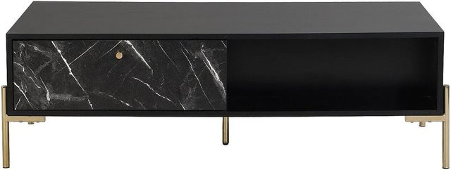 Couchtisch Ciemila von Pascal Morabito in Schwarz mit Marmor-Optik und goldfarbenen Details, Breite: 120 cm - Bild 1
