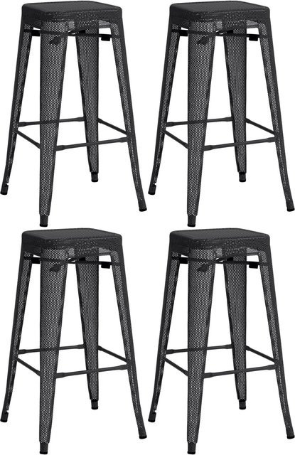 DELUKE Barhocker SEOUL 4er Set Schwarz Metall Barstühle im Industriedesign ohne Lehne, stapelbar - Bild 1