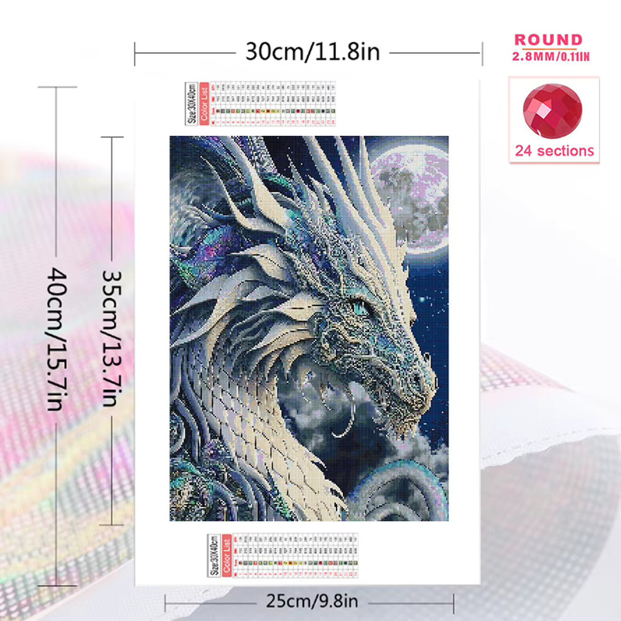 EverShine DIY Diamantmalerei Drache Motiv als Mosaik-Stickerei-Set in Multicolour, B/H: 30 x 20 cm - Bild 2