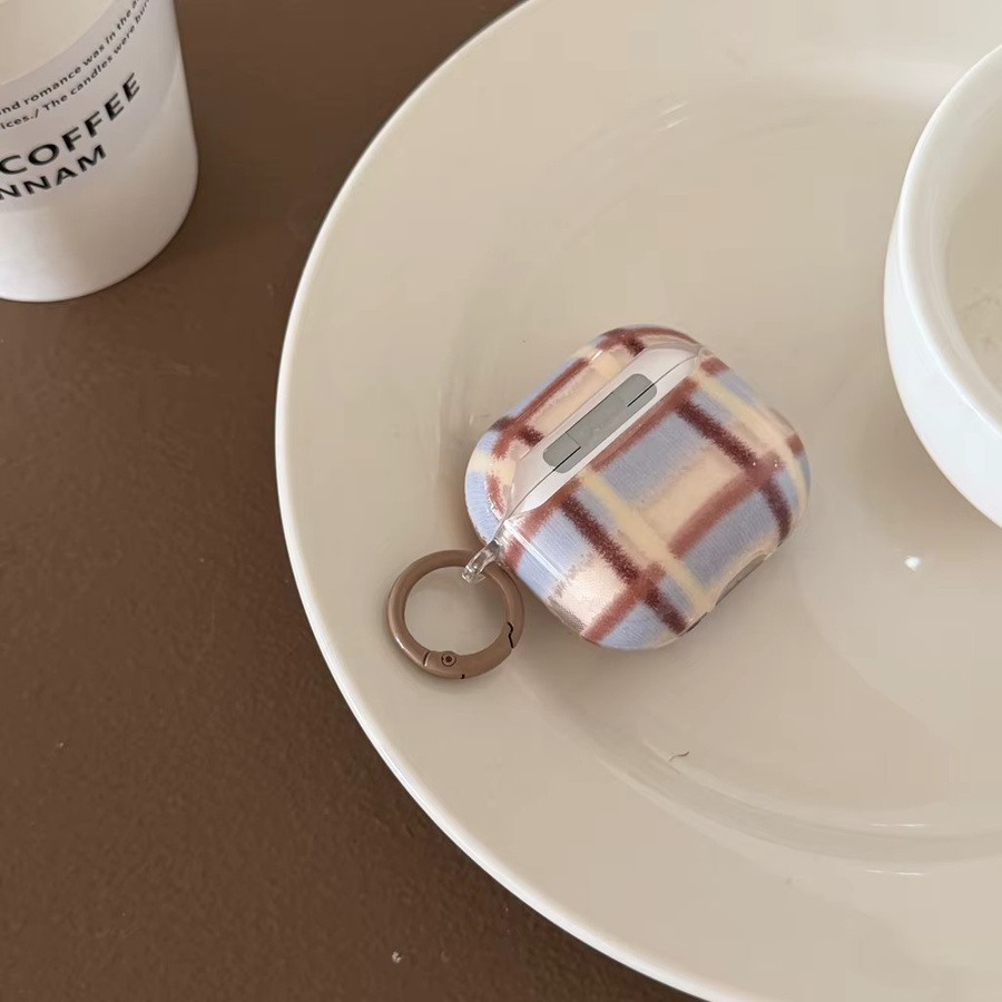 Schutzhülle für Apple AirPods 1, 2, 3, 4 und Pro 2 mit Dopamin-Farben-Design und Gittermuster sowie Haken in Multicolour und Lila - Bild 3