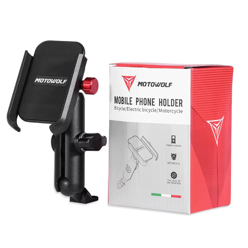 Universal Aluminium Lenker Handyhalter für Motorrad und Fahrrad mit USB-Ladegerät, Schwarz, 12-24V - Bild 5