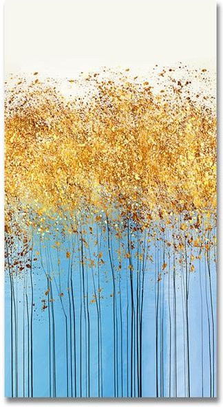 AHPAINTING Leinwand Wandkunst Nordic Golden Leaf Bäume Poster, Farbe: Gold, Breite: 60 cm, Höhe: 150 cm, ohne Rahmen - Bild 1
