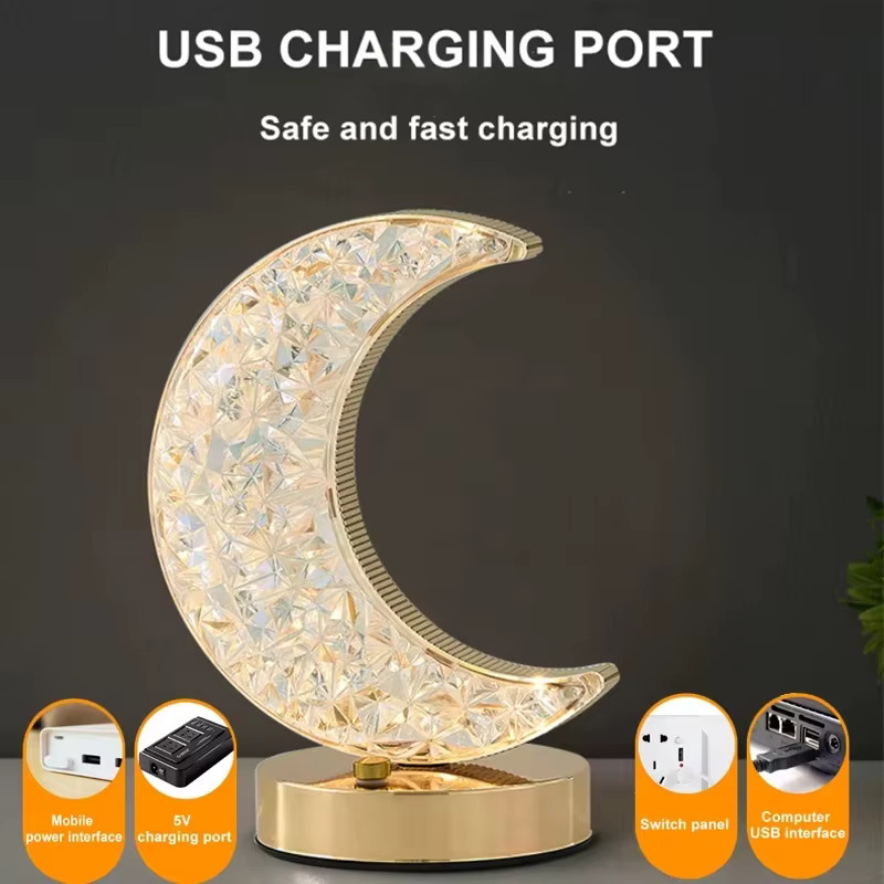 KDULIT Mond-LED-Nachtlicht dimmbare USB-Schlafzimmerlampe mit 3-farbigem Lichtwechsel B: 18,5 cm, T: 10,0 cm - Bild 4