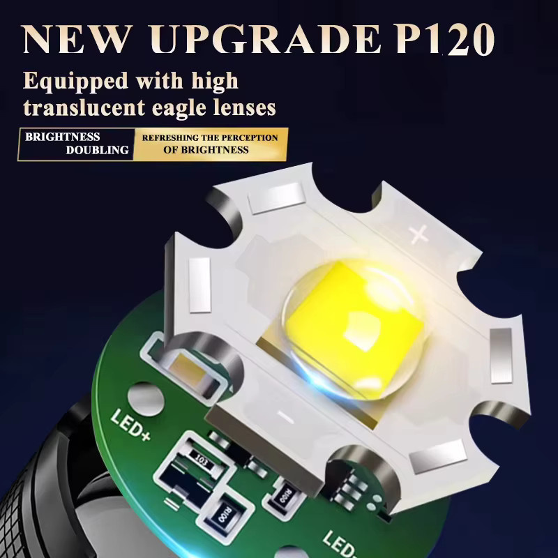 KDULIT LED-Taschenlampe mit USB-Ladefunktion und Teleskop-Zoom in Schwarz - Bild 2