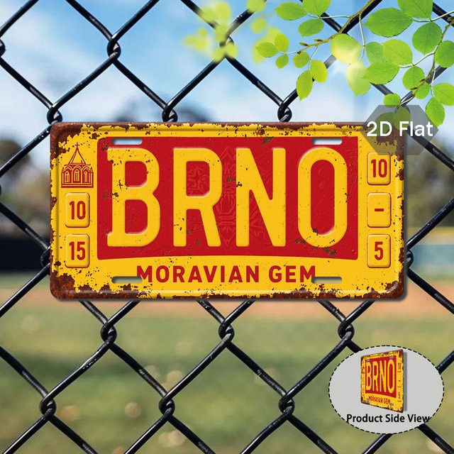 Vintage Tschechisches Stadtschild Brno aus Aluminium von CIFBUY als Retro-Metalldekor - Bild 1