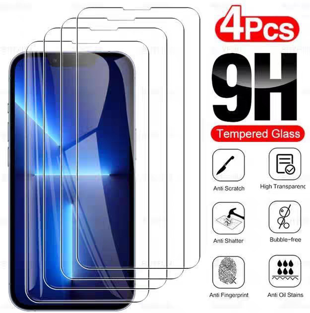 4er-Pack JINHR Displayschutzfolie aus gehärtetem Glas für iPhone 17 16 15 14 13 12 11 Pro Max, transparent, 9H Schutz - Bild 1