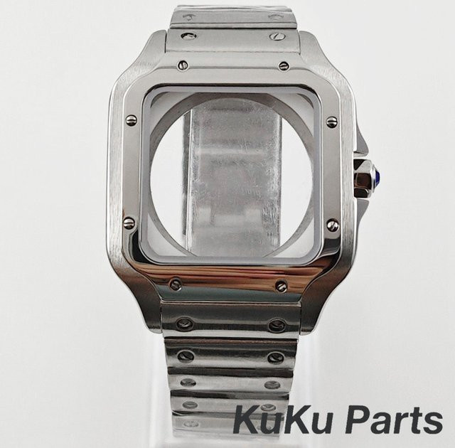 HUANXIAO Uhrengehäuse, 38 mm, quadratisch, Edelstahl, Silber - Bild 1