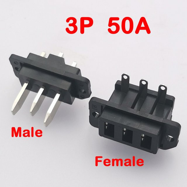 HBXINTAO Lithium-Batterie Stecker 3Pin 50A Klinge Männlich und Weiblich für Elektrische Roller Lade Interface Buchse in Schwarz - Bild 1