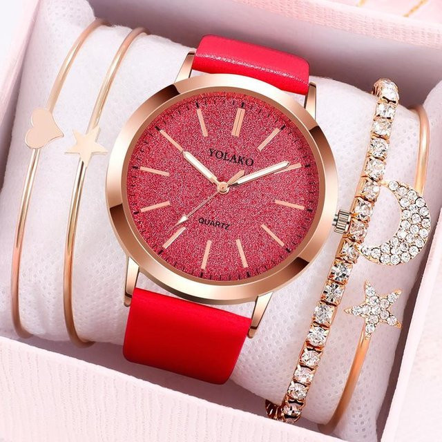 watchesporsche Damenuhrenset, Quarzuhr, Lederarmband, Roségold, 39 mm - Bild 1