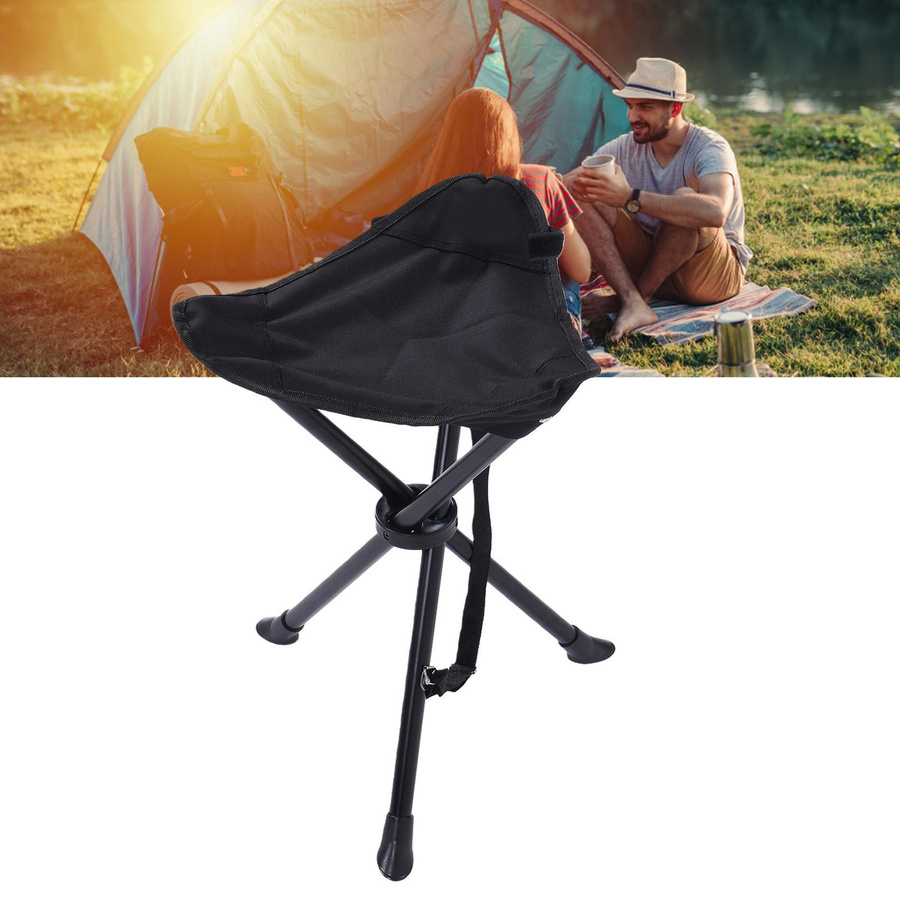 CosyHome Faltbarer Dreibein-Hocker in Schwarz mit 200 kg Tragfähigkeit für Outdoor und Camping - Bild 4