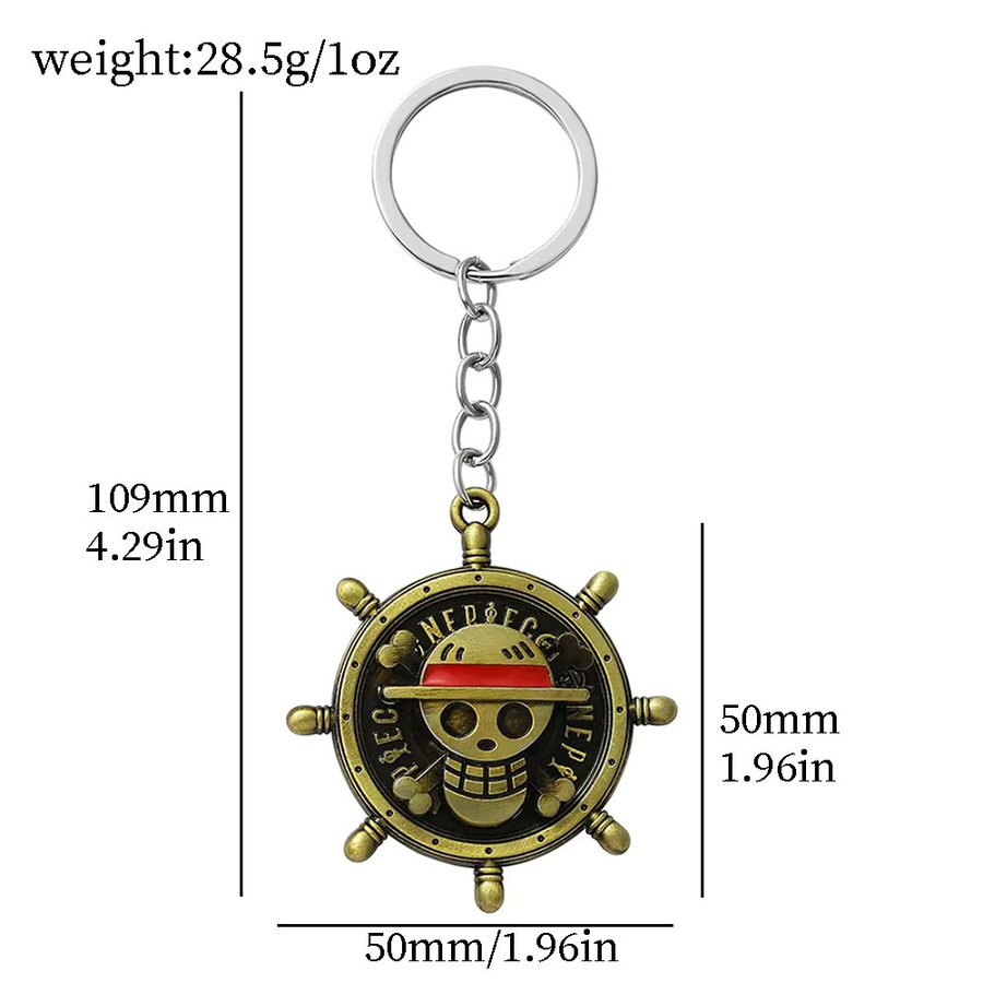 Bandai One Piece Luffy Drehbarer Totenkopf-Schlüsselanhänger, Metall, Piraten - Bild 3