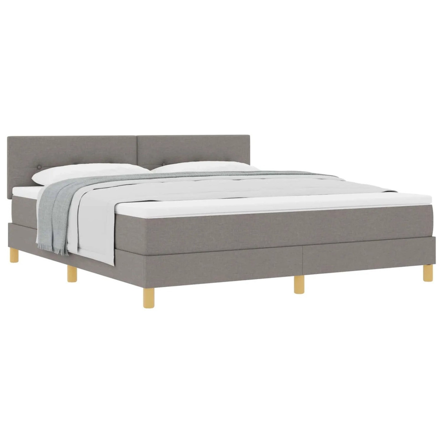 vidaXL Boxspringbett Hybrid mit Matratze und Taschenfederkern in Taupe, B/T: 180 x 200 cm - Bild 2