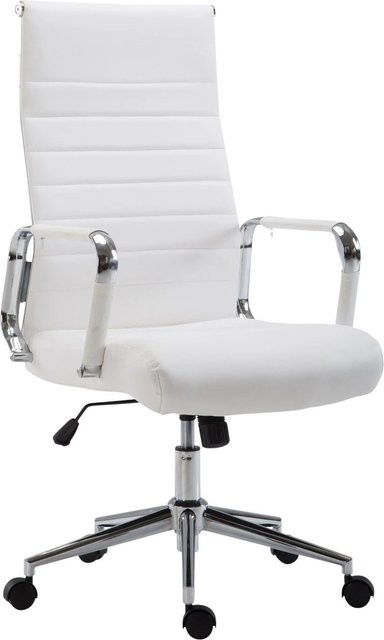 DELUKE SONOD Ergonomischer Bürostuhl in Weiß mit Rollen und Armlehnen, Höhenverstellbarer Drehstuhl aus Kunstleder für bis zu 135 kg, B/T/H: 66 x 58 x 105 cm - Bild 1