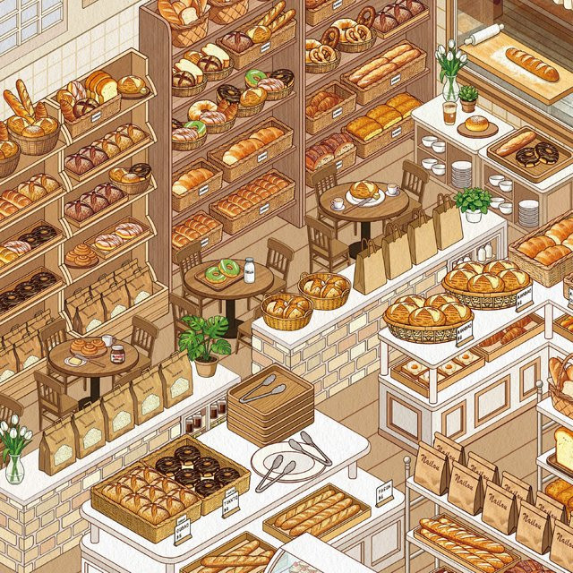 JIANQI Kawaii Run A Shop 3D Bäckerei Landschaft Aufkleber, DIY Taschenkabine Szene, bunt, Pappe/Karton - Bild 1