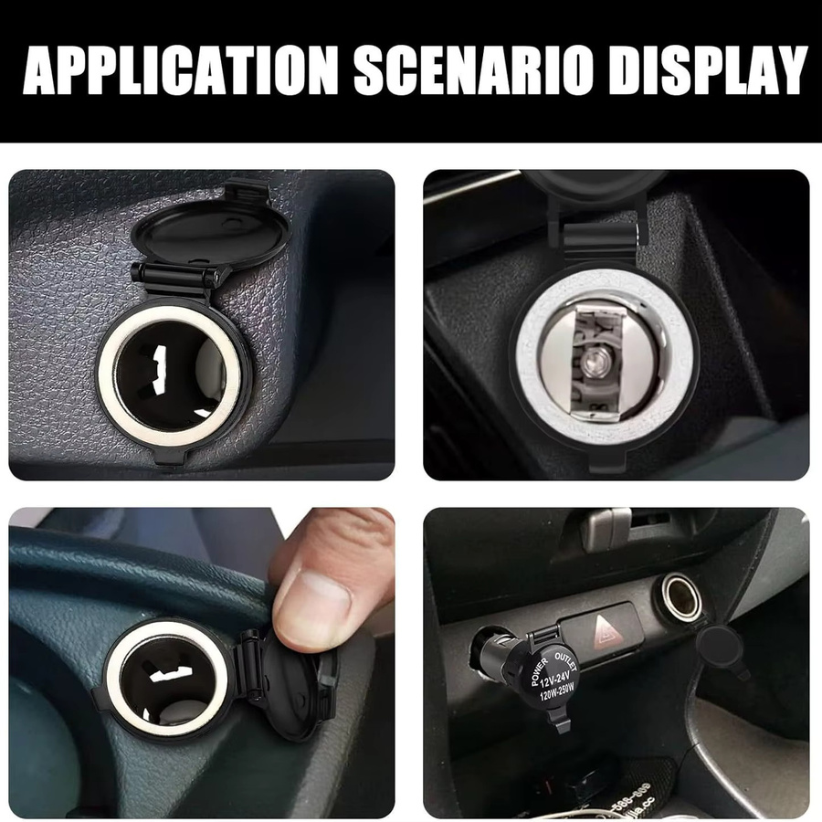 Universal 12V 24V Zigarettenanzünder Adapter Stecker für Auto, Motorrad, Boot und Lkw in Schwarz - Bild 4