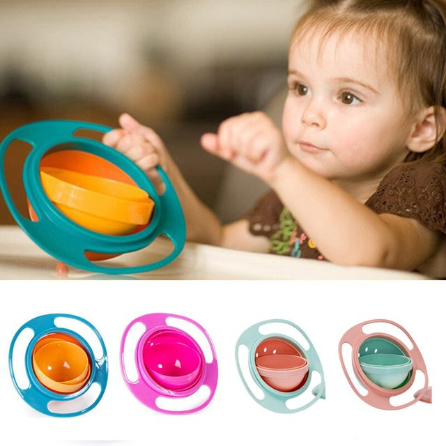 Auslaufsichere Gyro-Schüssel mit 360-Grad-Drehung für Babys und Kinder in Pink und Multicolour - Bild 1