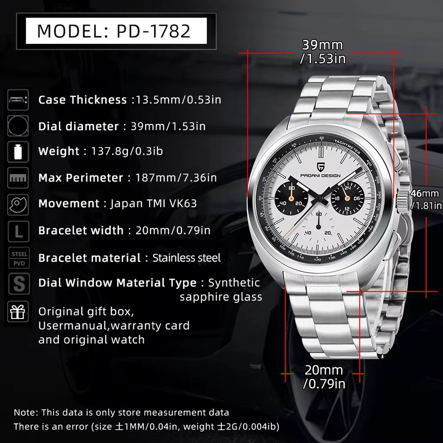 PAGANI DESIGN Chronograph, Quarz, Edelstahl, Saphirglas, Herren - Bild 5