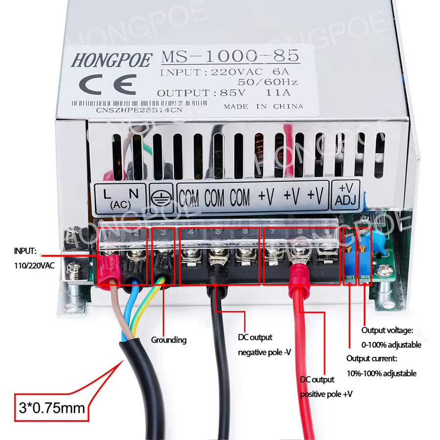 HONGPOE Einstellbares Schaltnetzteil mit bis zu 1500W, Spannungsbereich 0-200V - Bild 2
