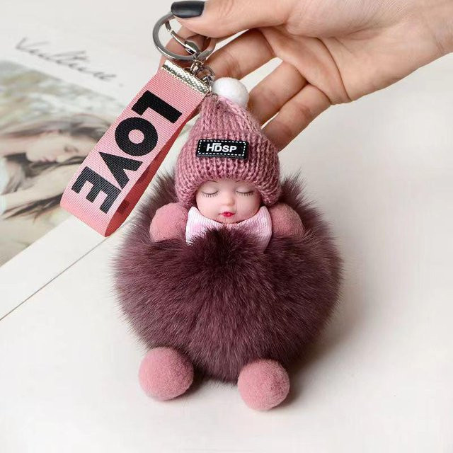 Linyi toy Schlüsselanhänger, Plüschpuppe, dunkel rosa, Damen - Bild 1