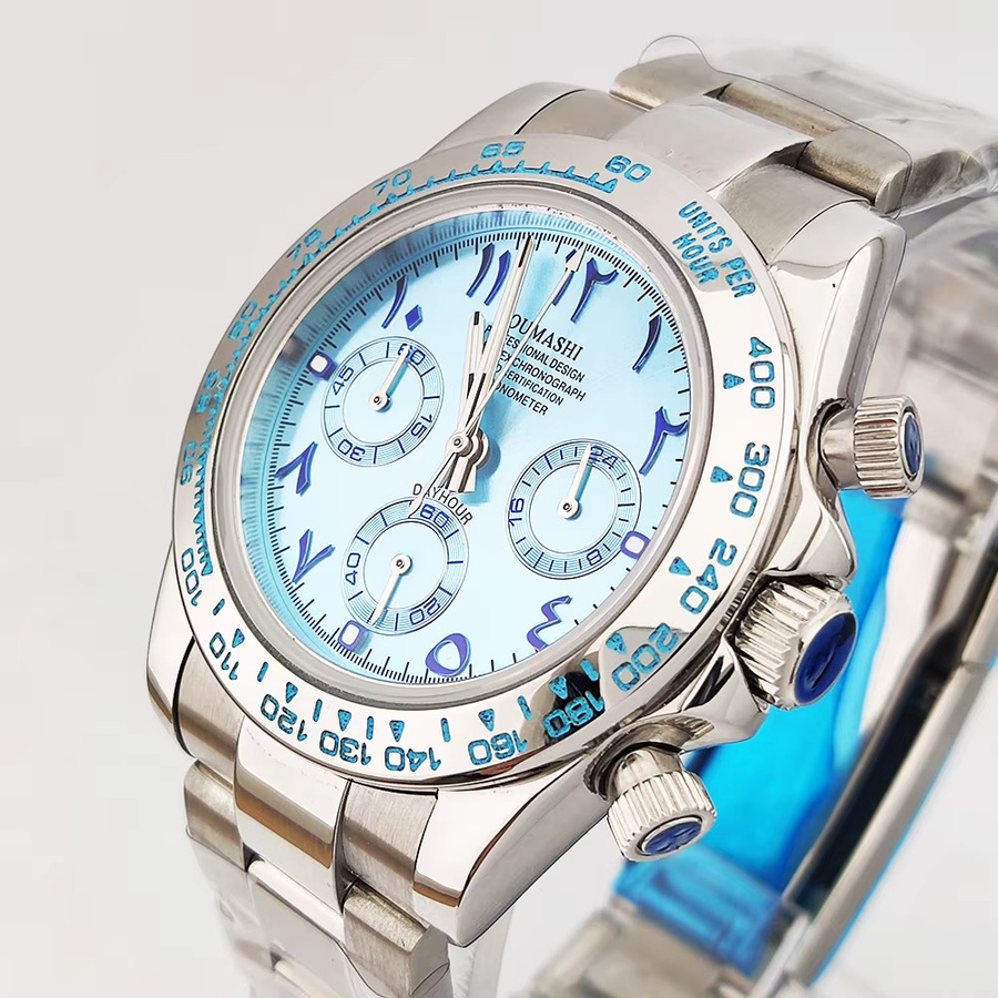 Oumashi Chronograph, Edelstahl, Quarz, 39,3 mm, Herren, Blau - Bild 2