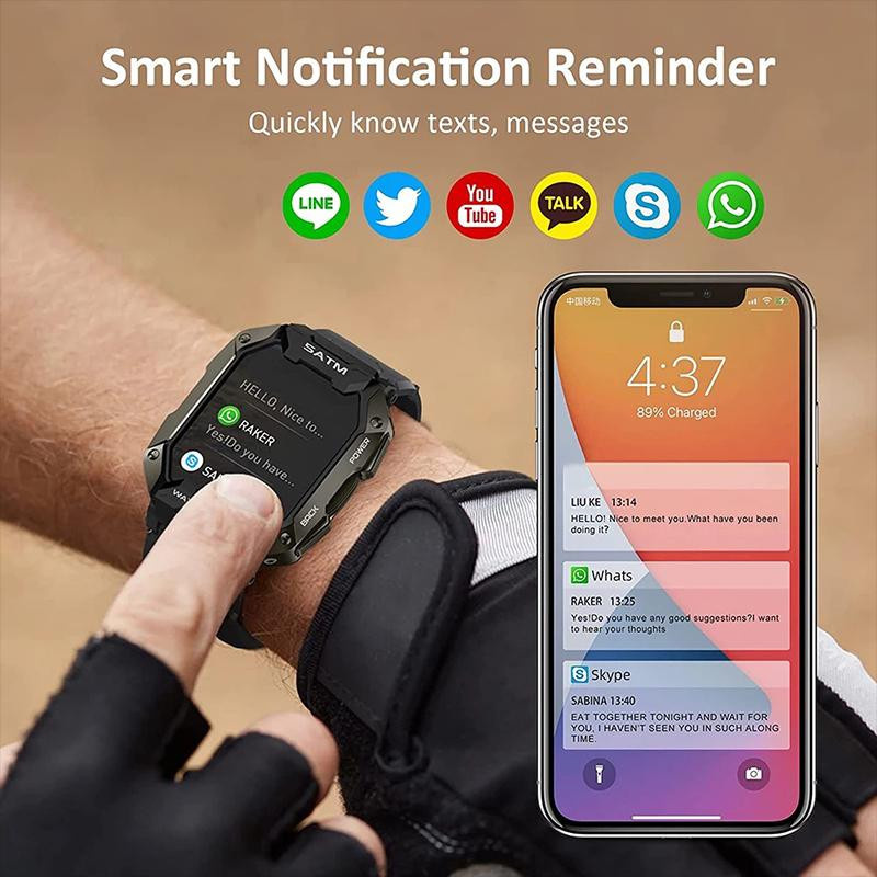 LIGE Smartwatch, Bluetooth, Silikon, Schwarz, Herren - Bild 8