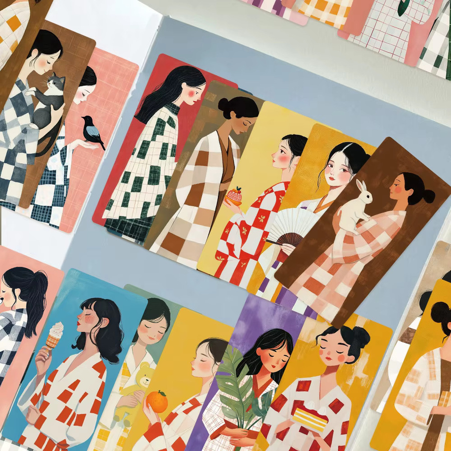 30er Set Cartoon Mädchen Lesezeichen aus Papier in Multicolour für Bücher und Schreibwaren - Bild 4