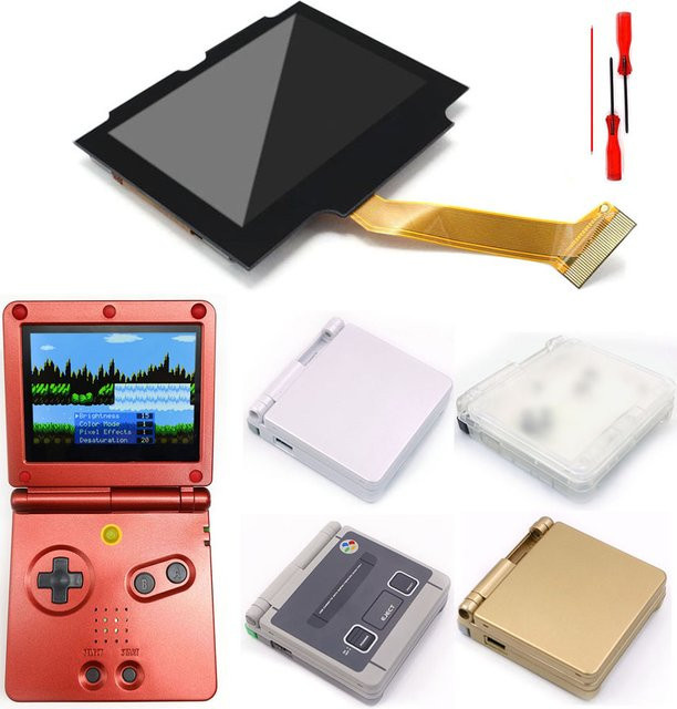 HISPEEDIDO Vorlaminierter IPS-LCD Bildschirm-Ersatz für GBA SP, 3,0 Zoll, 720*480 Auflösung, Schwarz - Bild 1