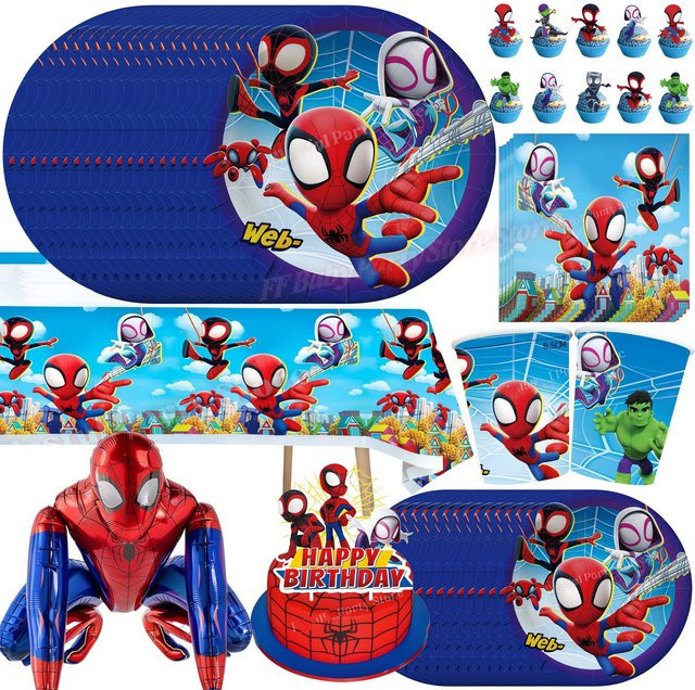 Hasbro Spider-Hero Geburtstagsparty Dekoration, Teller, Becher, Banner, Ballon, Superhelden-Party Zubehör - Bild 1