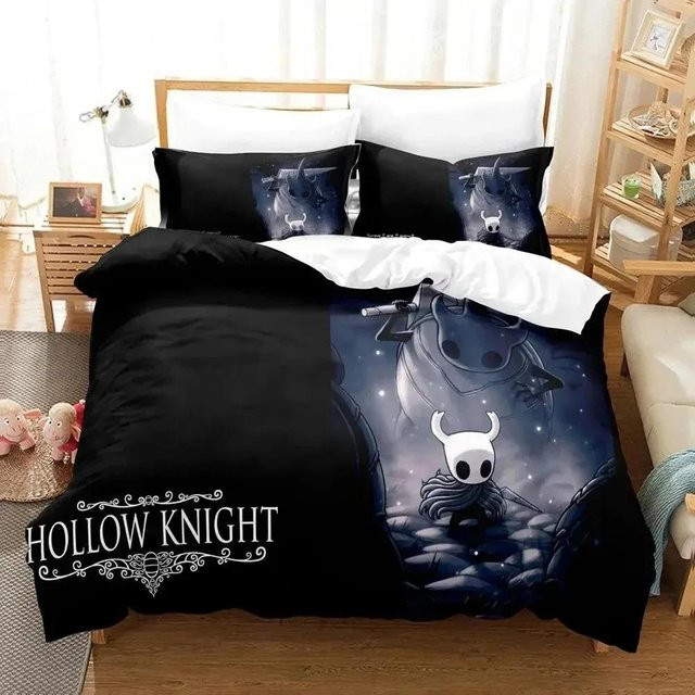 Hollow Knight Anime Bettwäsche Set aus Mikrofaser mit Bettbezug und Kissenbezug, Schwarz, Breite: 70 cm, Länge: 133 cm - Bild 1