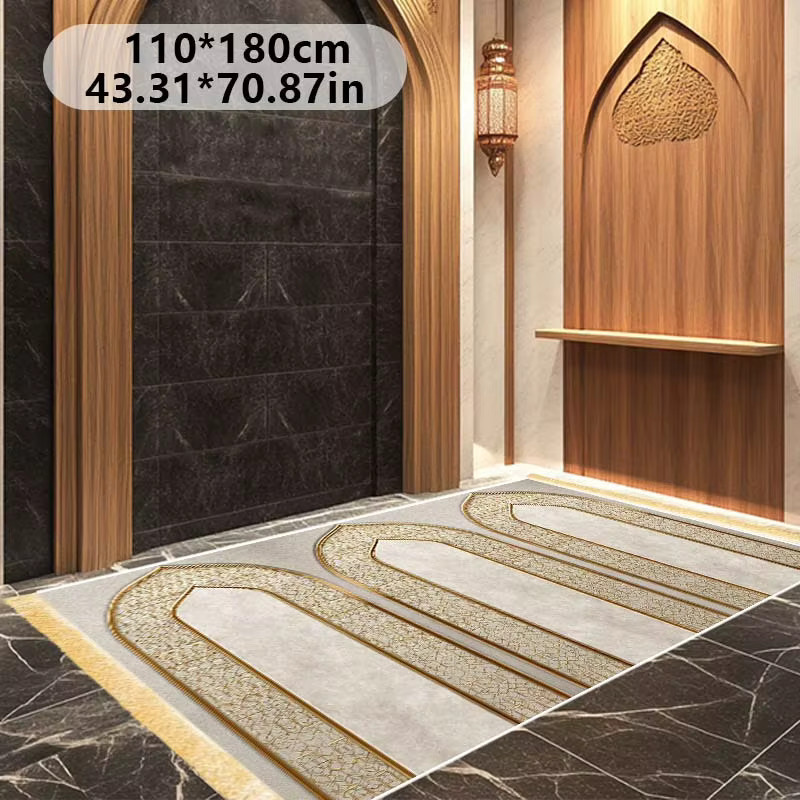 VIKAMA Gebetsmatte mit Quasten in Beige, orientalisch und faltbar - Bild 2