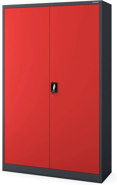 Jan Nowak Büro Aktenschrank aus Metall in Anthrazit mit verstellbaren Regalböden und Schloss, B/T/H: 115 x 40 x 185 cm - Bild 1