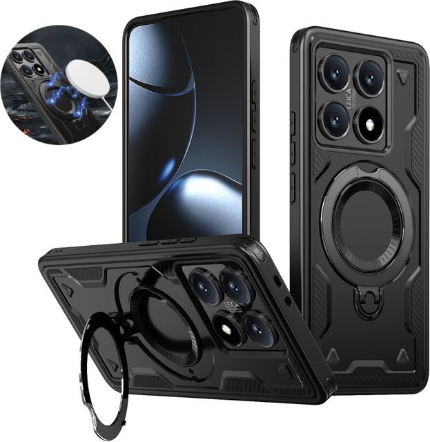 Stoßfeste Schutzhülle für Xiaomi 15T und 14T Pro mit magnetischer kabelloser Ladefunktion in Schwarz und Lila - Bild 1