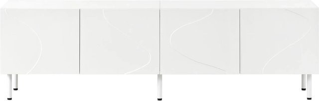 Merax TV-Lowboard Modern in Weiß mit 4 Türen und Metallfüßen, B/T/H: 170 x 50 x 35 cm - Bild 1