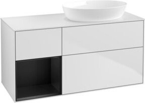 V&B Waschtischunterschrank Finion mit Wandbeleuchtung, Breite: 120 cm, Farben: Blau und Weiß, lackiert - Bild 1