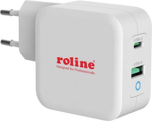 Roline USB Ladegerät 65W mit 1x USB-A und 1x USB-C PD & QC 3.0 in Weiß - Bild 1