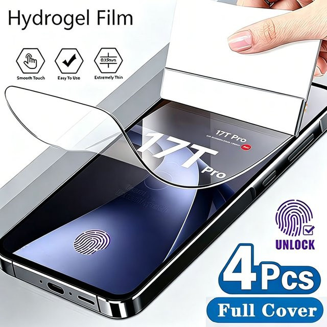 4 Stück transparente Hydrogel-Displayschutzfolien für Xiaomi 17T Pro, 17 Pro Max, 15, 14, 15T, 14T, 13T, 12T, 11T Pro, weiche vollflächige Schutzfolie - Bild 1